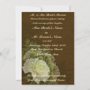 Convite para Casamento Elegante Verde Marrom