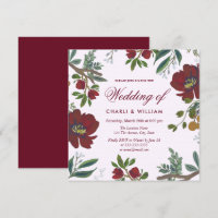 Convite para Casamento Elegante Vermelho Burgundy