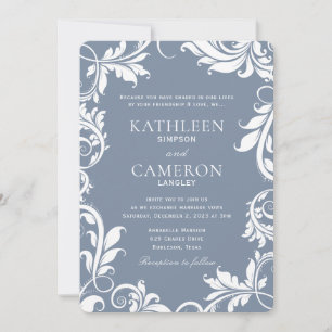 Convite para Casamento Elegante   Vinhas (Azul emp