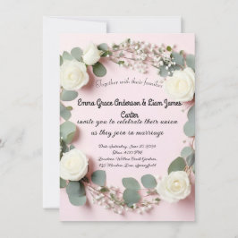 Convite para Casamento Elegante White Rose & Eucal