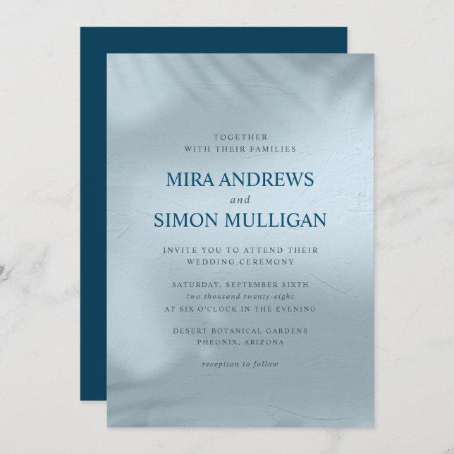 Convite para Casamento Elementar de Água e Gelo (Frente/Verso)