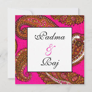 Convite para Casamento Elétrico Fuscia Paisley