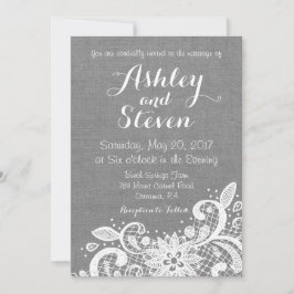 Convite para casamento em Cinzas Burlap e Lace