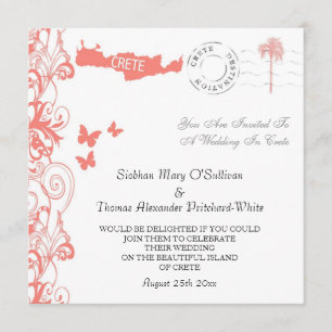 Convite Para Casamento Em Coral Rosa E Branco