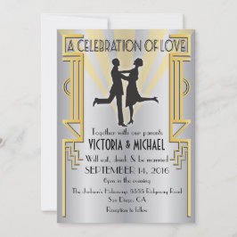 Convite para Casamento em Deco de Arte do Roaring