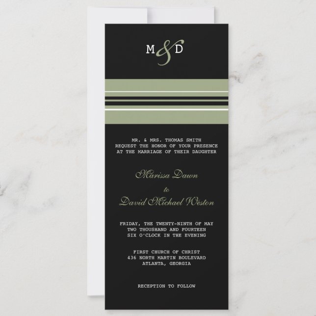 Convite para Casamento em Faixa de Monograma (Frente)
