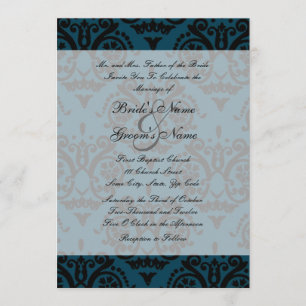 Convite para Casamento em Inglês Negro e Azul