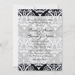 Convite para Casamento em Inglês Negro e Branco