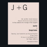 Convite para Casamento em Monograma Moderno - Rosa<br><div class="desc">Este convite de casamento do Modern Monogramas cor-de-rosa e preto é totalmente personalizável.  O monograma da noiva e do noivo é exibido com destaque na frente e no verso.</div>