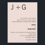 Convite para Casamento em Monograma Moderno - Rosa<br><div class="desc">Este convite de casamento do Modern Monogramas cor-de-rosa e preto é totalmente personalizável.  O monograma da noiva e do noivo é exibido com destaque na frente e no verso.</div>