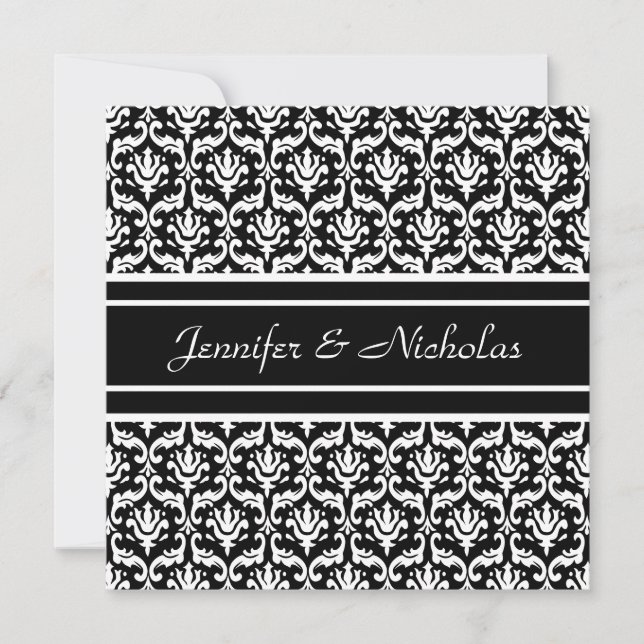 Convite para casamento em Na moda Black & White Da (Frente)