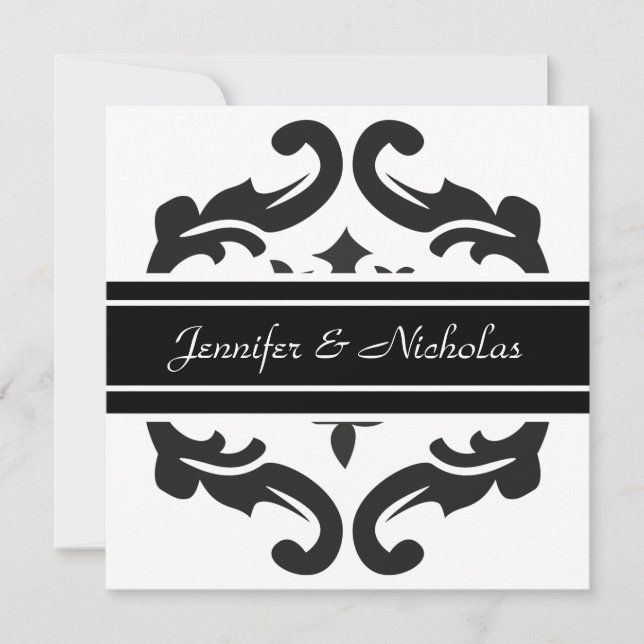 Convite para casamento em Na moda Black & White Da (Frente)
