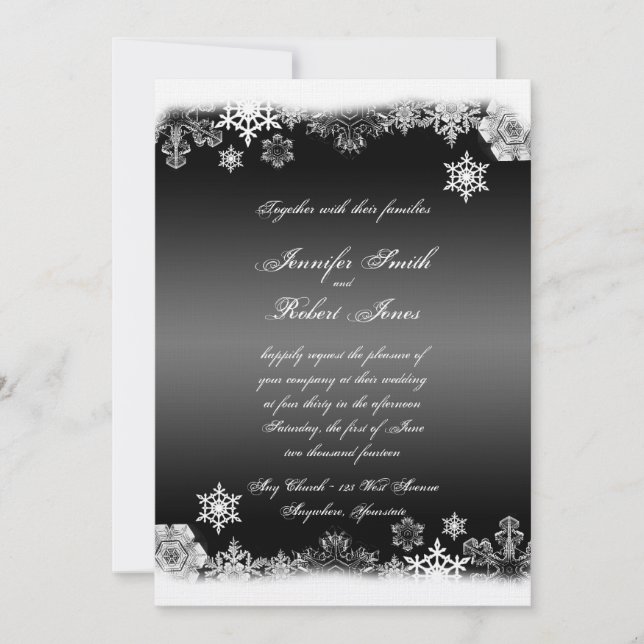 Convite para Casamento em Neve Preto e Branco (Frente)