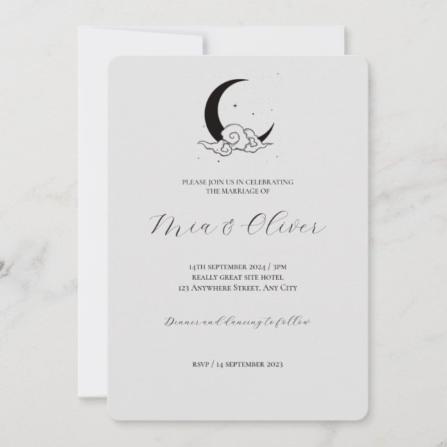Convite para Casamento em Nuvem Moon (Frente)