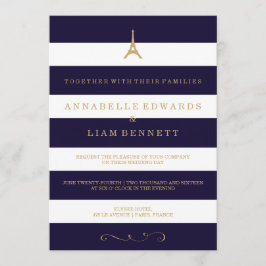 Convite para Casamento em Ouro em Torre Eiffel