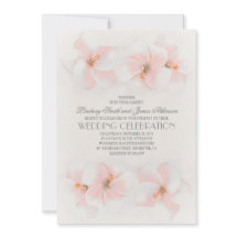 Convite para casamento em praia com flores rosa