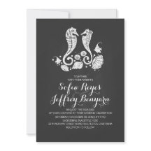 Convite para casamento em praia de quadro chato