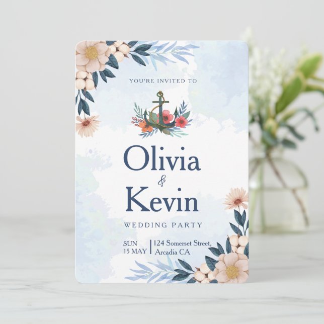 Convite para casamento em praias modernas, casamen (Em pé/Frente)