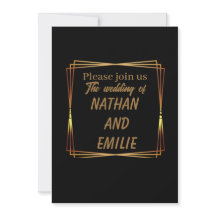 Convite para casamento em preto e Ouro