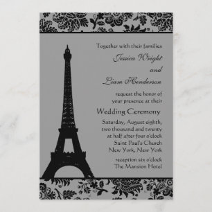 Convite para Casamento em Torre de Damask Eiffel