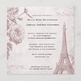 Convite para Casamento em Torre Eiffel, Rosa da Vi