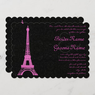 Convite para Casamento em Torre Fuchsia Eiffel