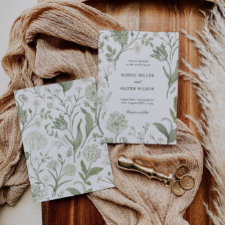 Convite para Casamento em Verde Botânico