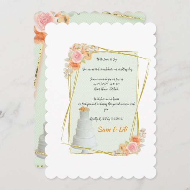 convite para casamento emoldurado (Frente/Verso)