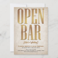 Convite para Casamento Engraçado de Bar Aberto