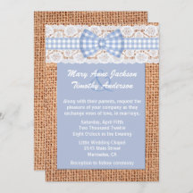 Convite para Casamento entre Burlap e Gingham Coun