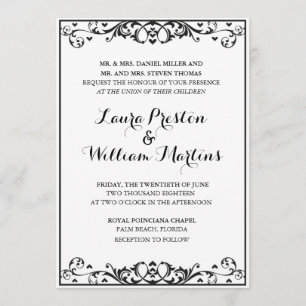 Convite para casamento entre o Flourish e o Coraçã