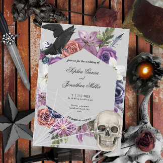 Convite para Casamento Escuro Roxo e Negro