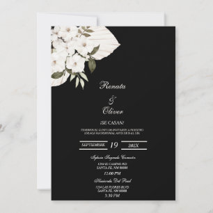 Convite para Casamento Espanhol de Boho Negro