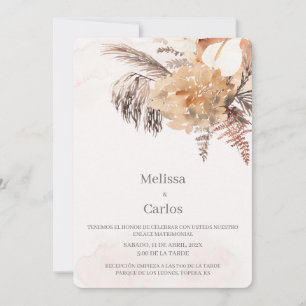 Convite para Casamento Espanhol floral Branco