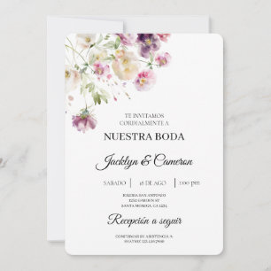 Convite para Casamento Espanhol Purple Floral