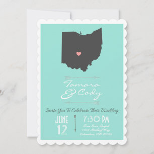 Convite para Casamento Estadual de Aqua Green Ohio