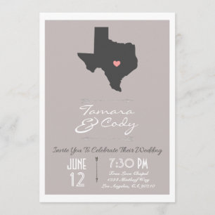 Convite para Casamento Estadual de Taupe Texas