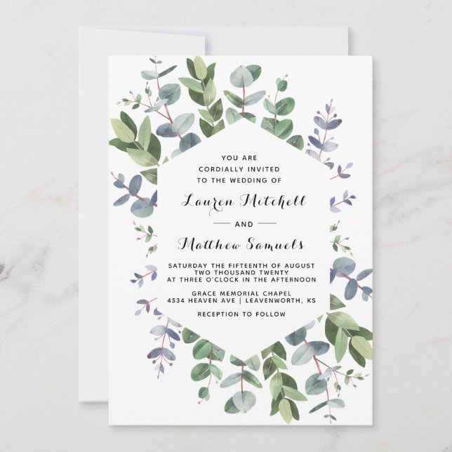 Convite para Casamento Eucalyptus (Frente)