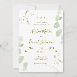 Convite para Casamento Eucalyptus & Blooms