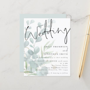 Convite para Casamento Eucalyptus com Script Moder