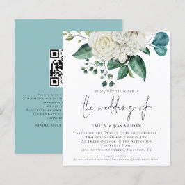 Convite para Casamento Eucalyptus, Florais Brancos