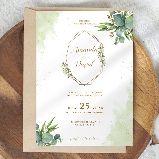 Convite para Casamento Eucalyptus Greenery (Criador carregado)