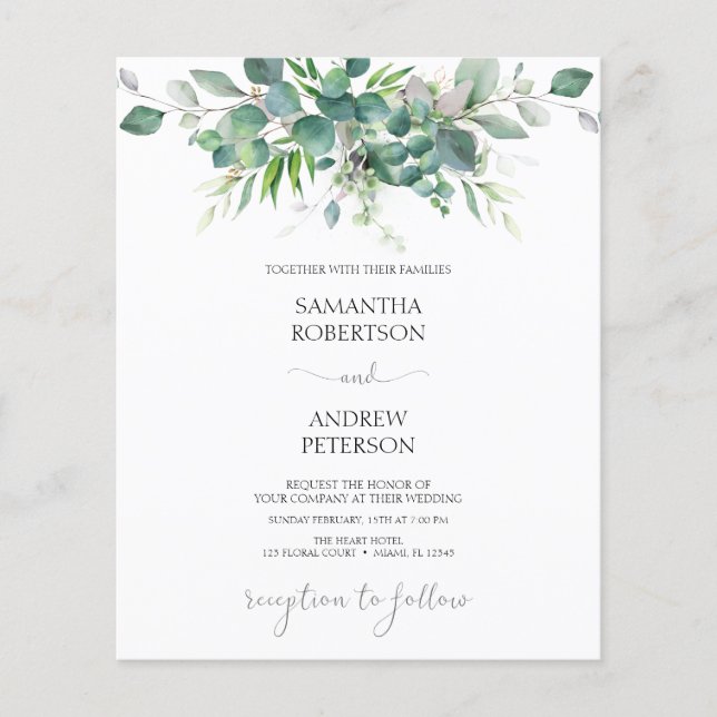 Convite para Casamento Eucalyptus Greenery (Frente)