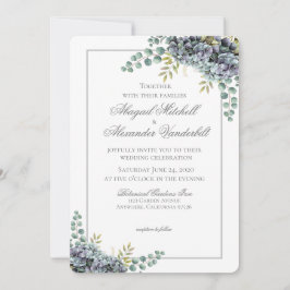 Convite para Casamento Eucalyptus Hydrangeas Purpl