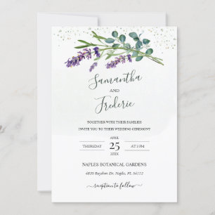 Convite para Casamento Eucalyptus lavanda
