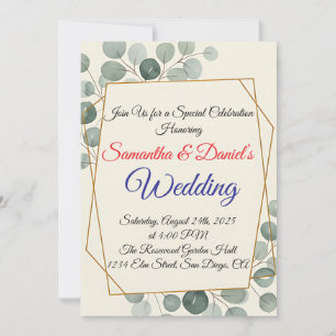 Convite para Casamento Eucalyptus Minimalista