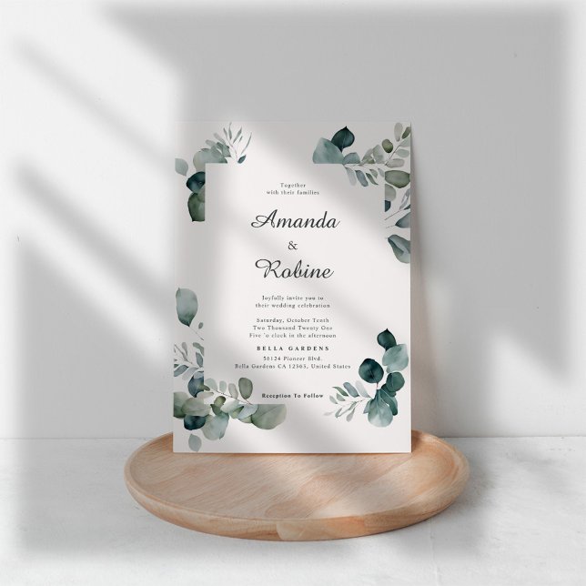 Convite para Casamento Eucalyptus Minimalista (Criador carregado)