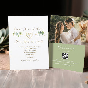 Convite para Casamento Eucalyptus Moderno com códi