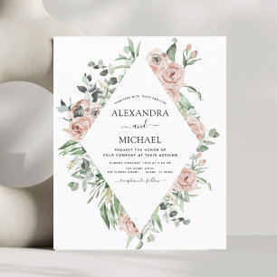Convite para Casamento Eucalyptus Rosa-Dusty Orça