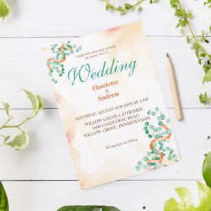 Convite para Casamento Eucalyptus Verde-Chic Elega